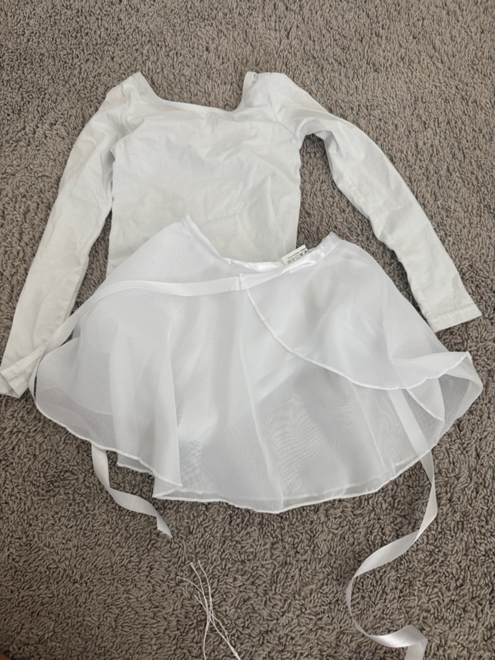 Girls White Ballet Leotard and Chiffon Wrap Skirt Set